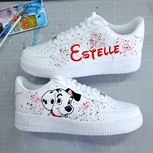 nike air force 1 les 101 dalmatiens baskets custom disney pur enfants personnalisables af1 dessins chien dalmatien