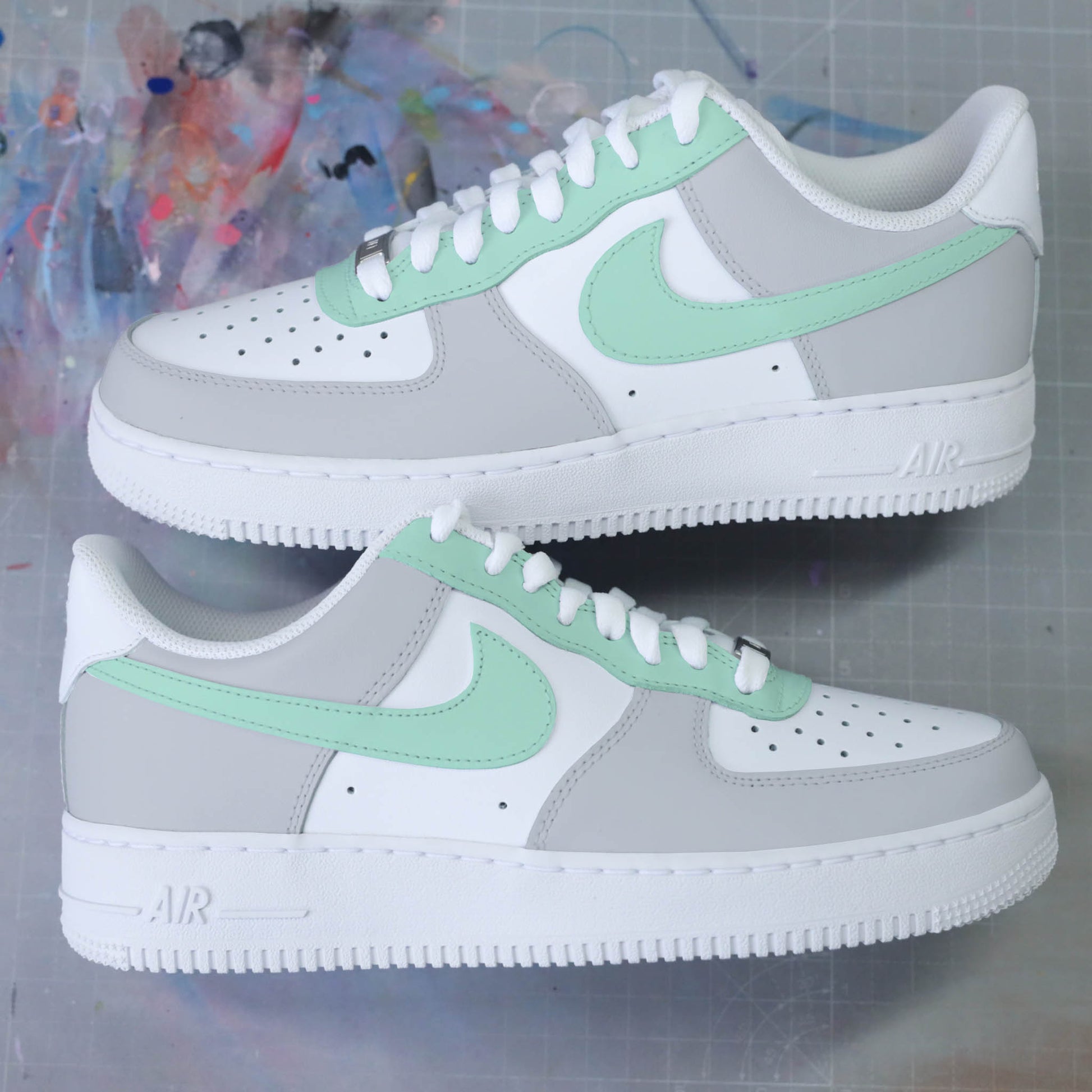 nike air force 1 custom vert pastel sneakers personnalisables pour femme af1 custom unisexe