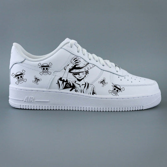 Air Force 1 custom avec Monkey D. Luffy de One Piece et logos Mugiwara