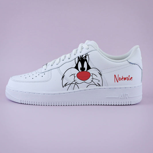 Air Force 1 custom Titi et Grosminet pour femme et enfant, avec peinture artistique et style cartoon