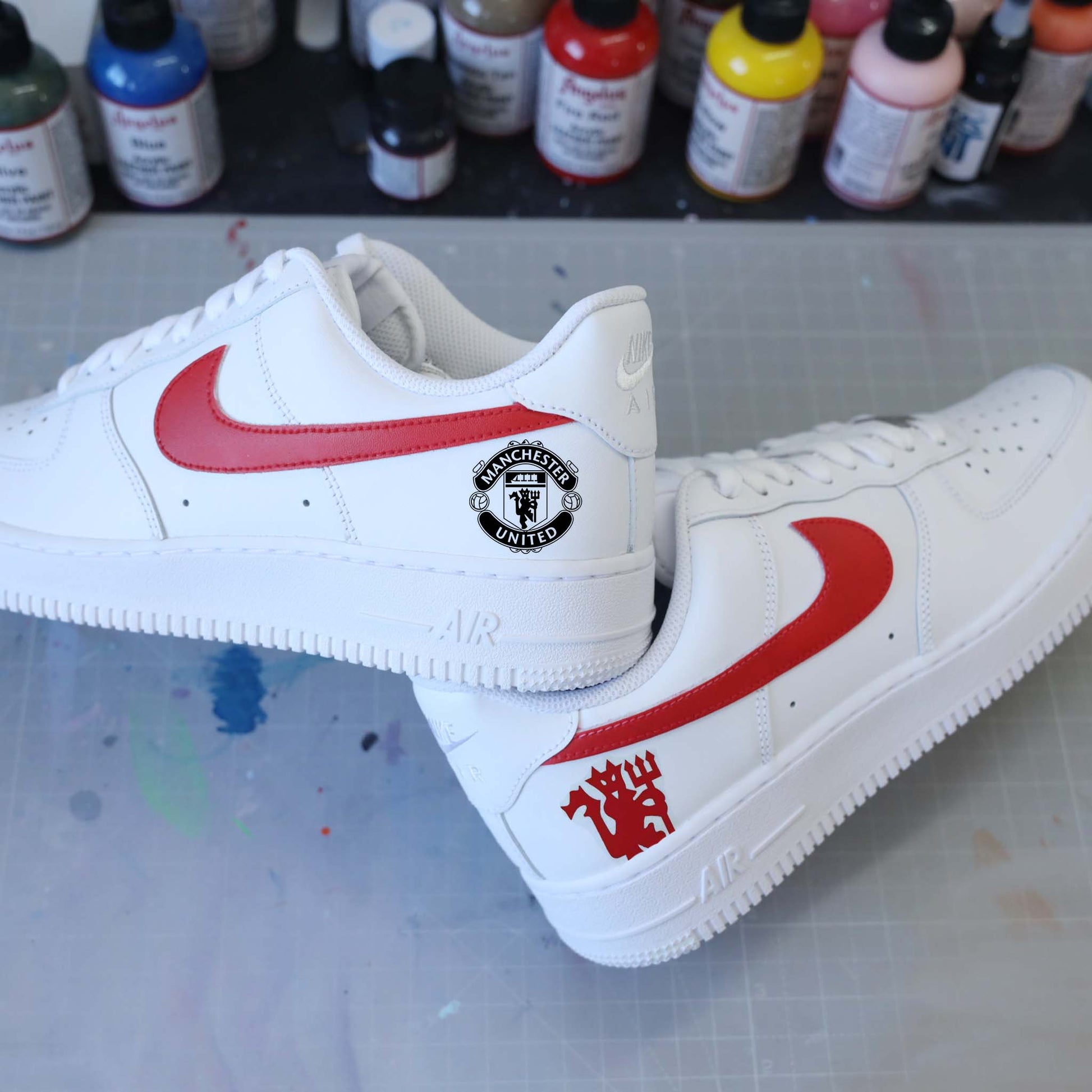 nike air force 1 custom manchester united red devils sneakers custom football af1 custom homme basket personnalisé rashford garnacho