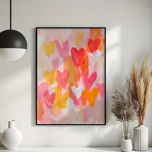 Affiche abstraite Vibrant Heart multicolore motif cœur rouge rose orange déco trendy poster déco tendance