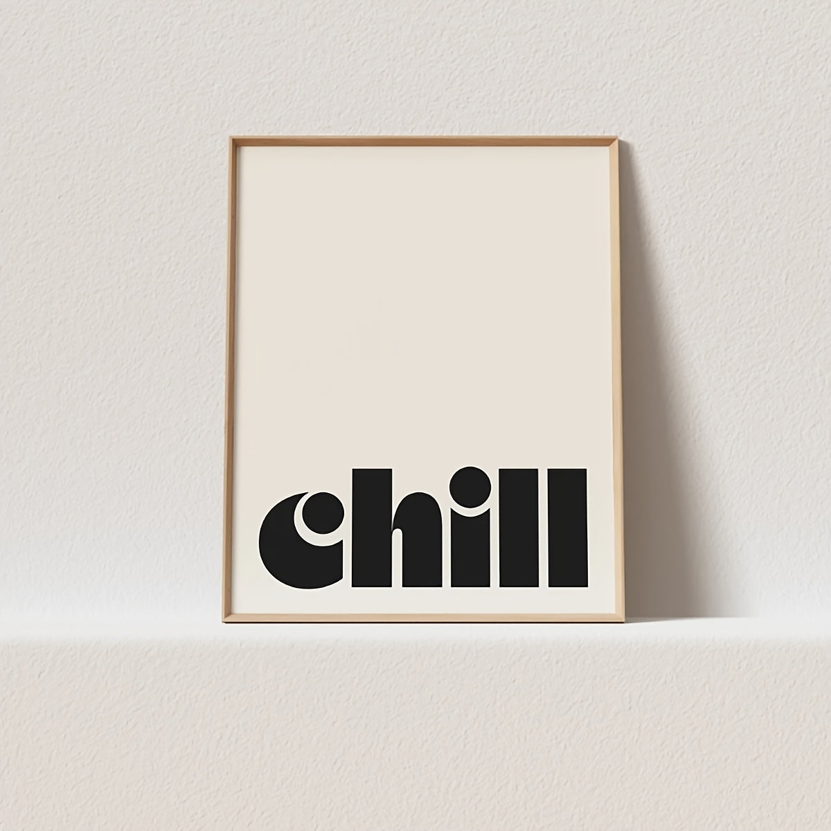 Affiche typographique Chill au design minimaliste noir et blanc, décoration murale moderne et zen pour ambiance détente.