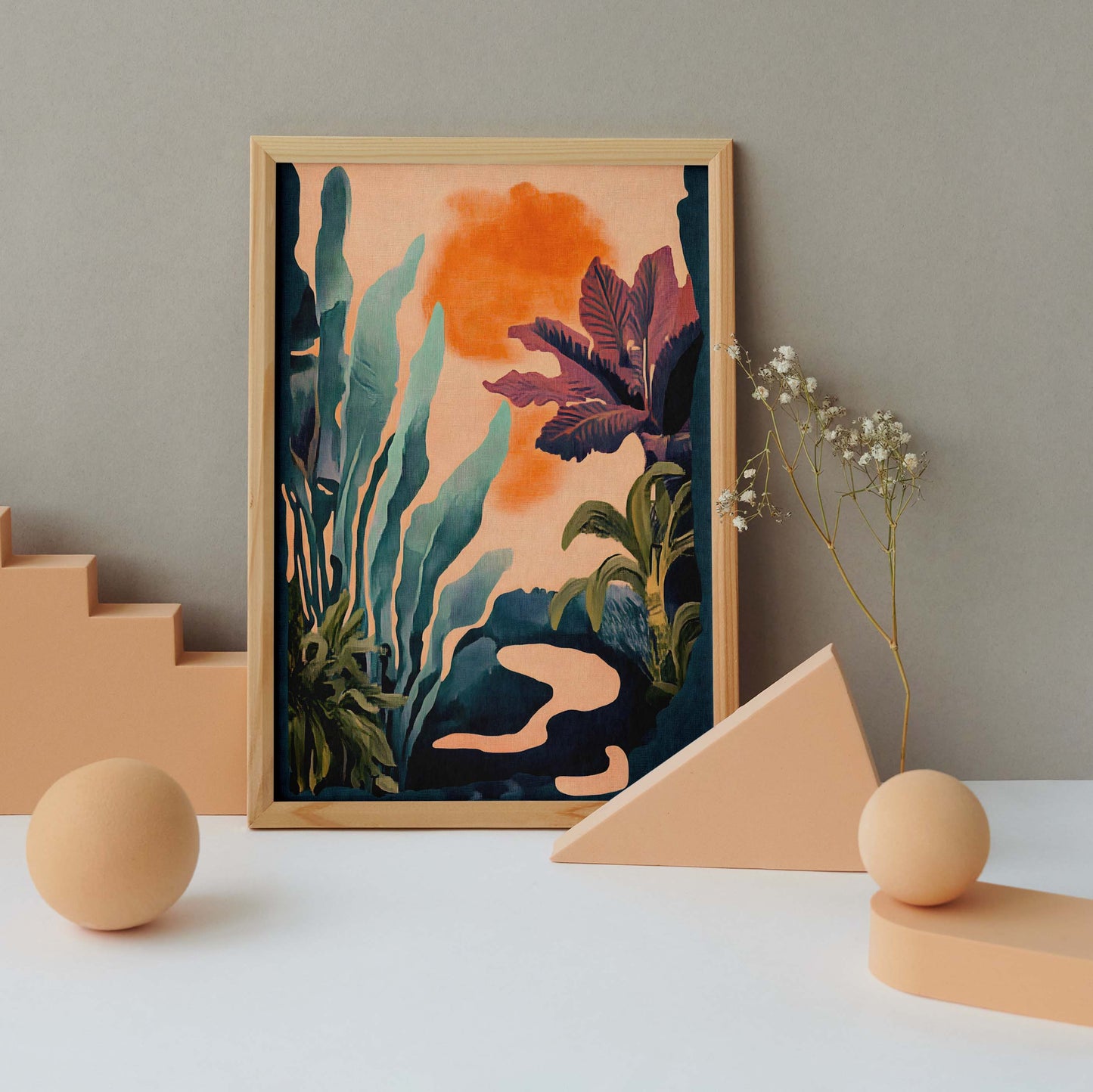 Illustration murale tendance déco bohème florale