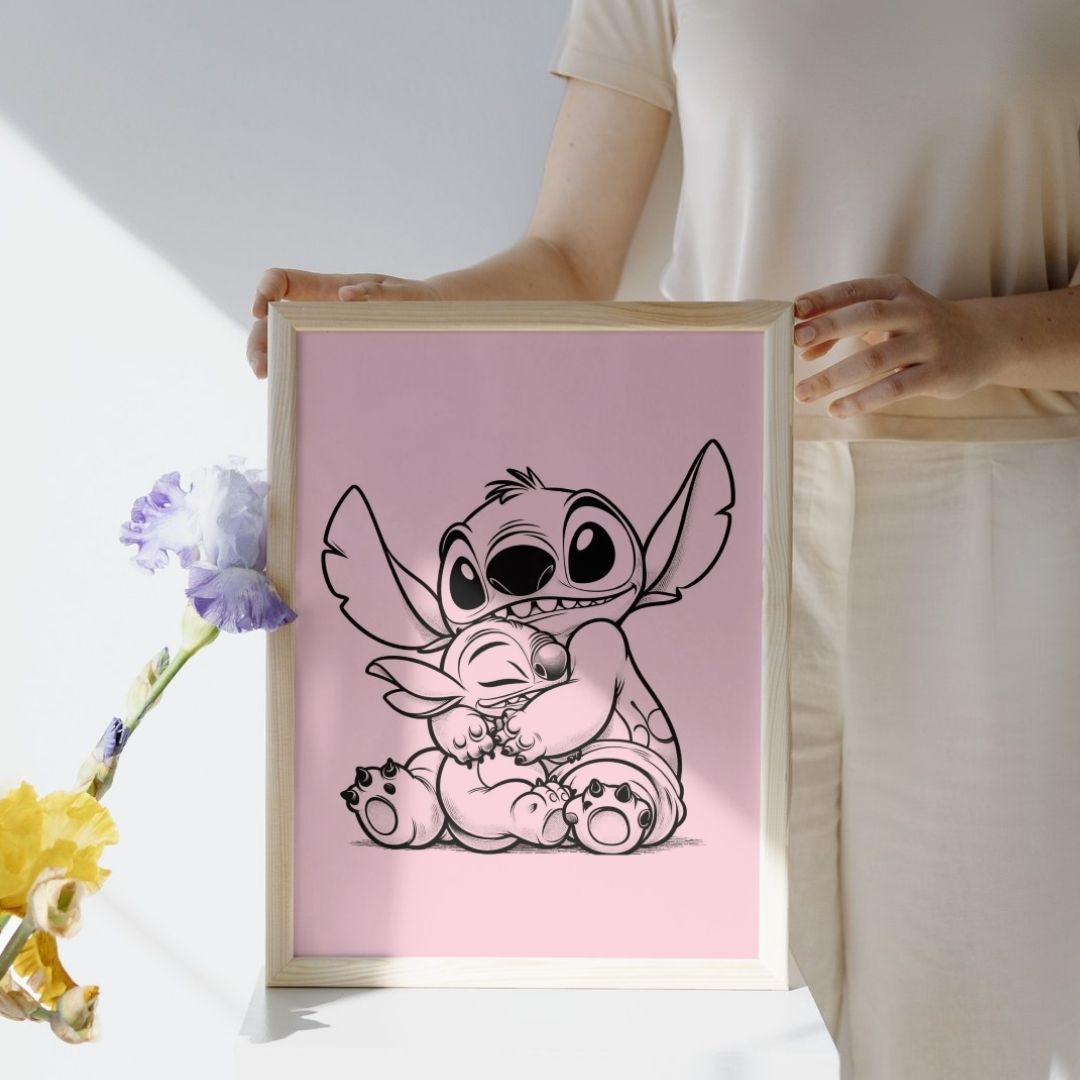 Affiche déco murale Stitch Disney pastel chambre fille