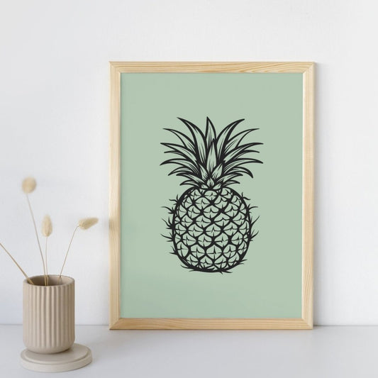Affiche cuisine déco murale ananas graphique violet et noir