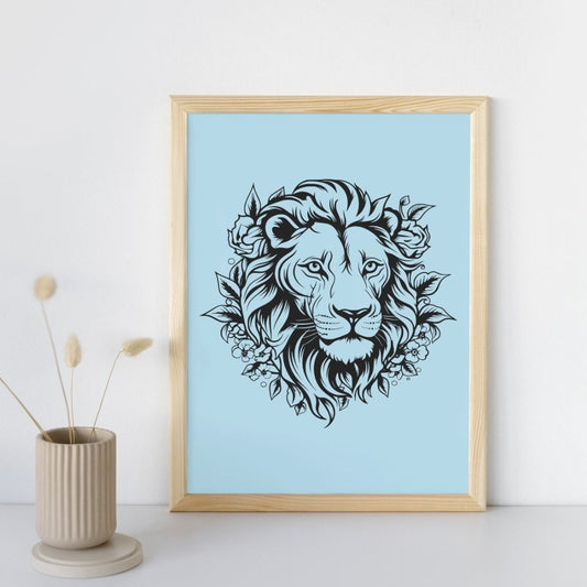 Affiche murale tête de lion minimaliste et artistique