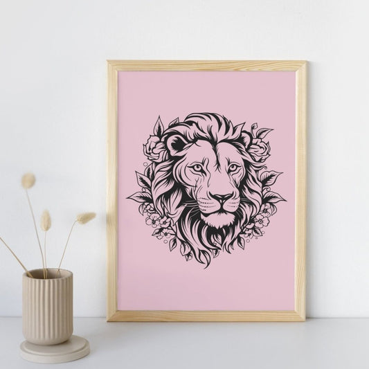 Affiche design mural lion puissant style moderne et tendance
