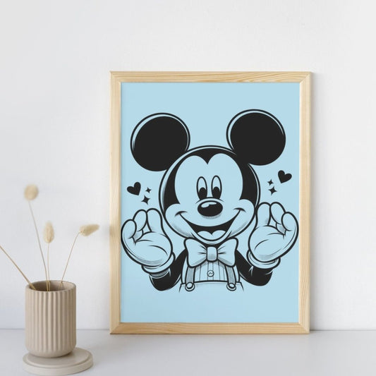 Affiche déco murale Mickey Disney pastel moderne et apaisante