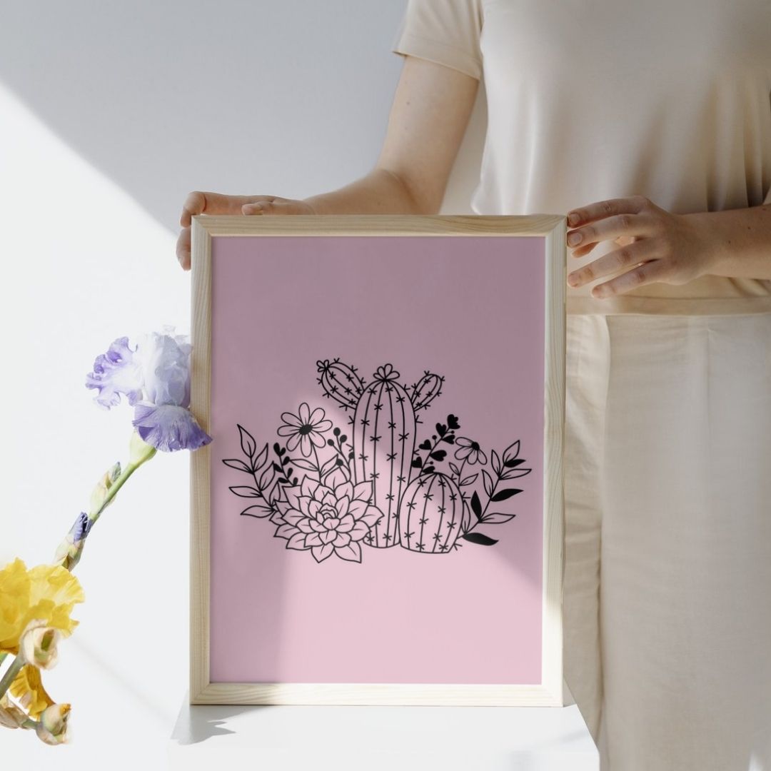 Affiche cactus design scandinave couleurs pastel A3