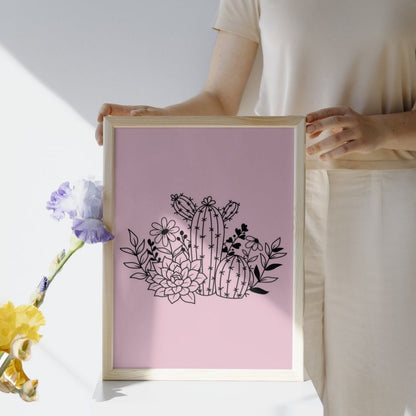 Affiche cactus design scandinave couleurs pastel A3