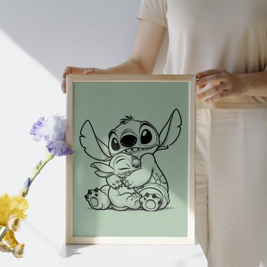 Poster tendance Stitch pastel déco murale cadeau naissance
