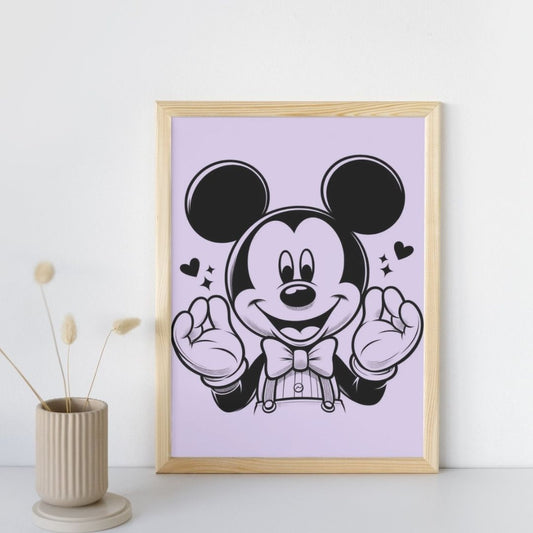 Affiche murale Mickey pastel lilas déco chambre enfant