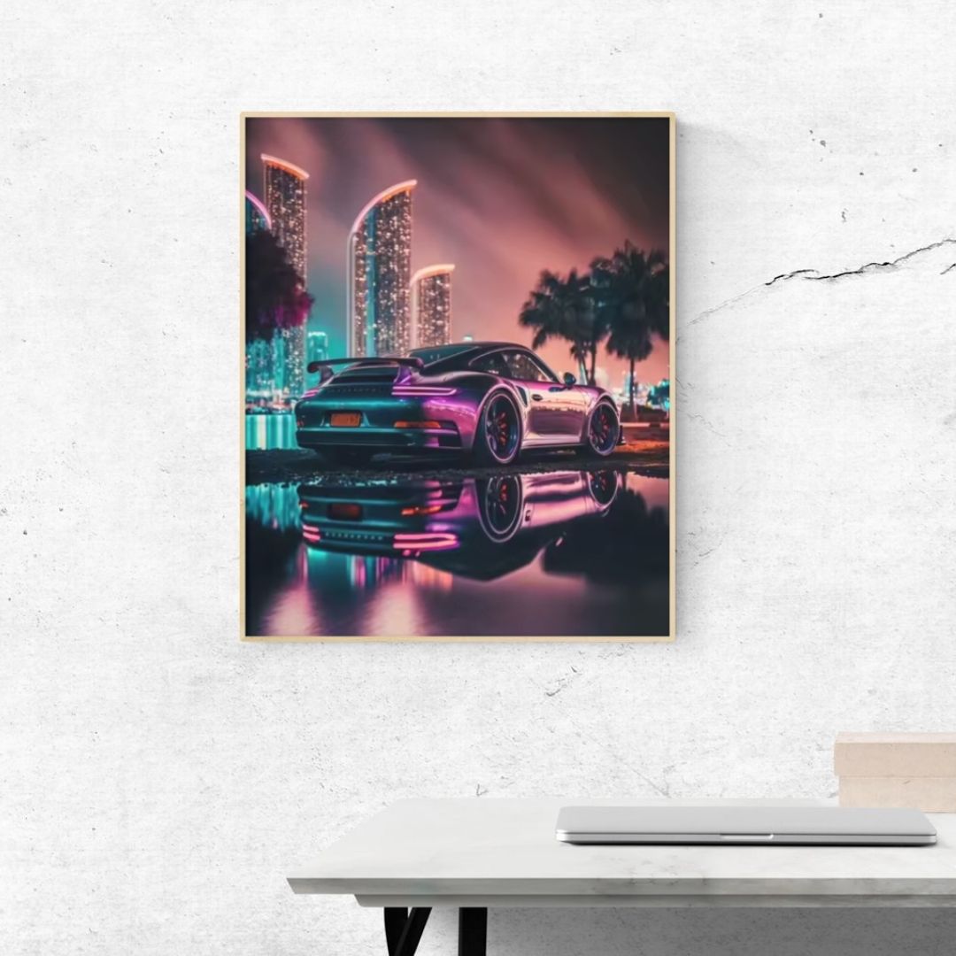 Affiche Porsche GT3 RS – Poster voiture de sport racing tuning JDM – Décoration murale 30x40cm impression haute qualité