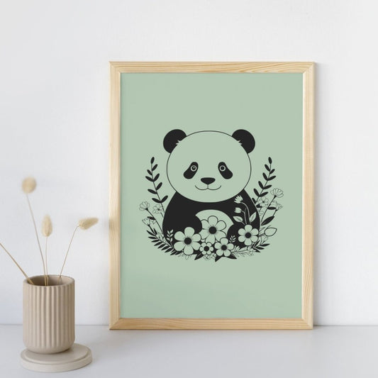 Affiche murale panda scandinave déco moderne bébé