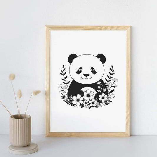 Poster panda mignon décoration pastel format A3