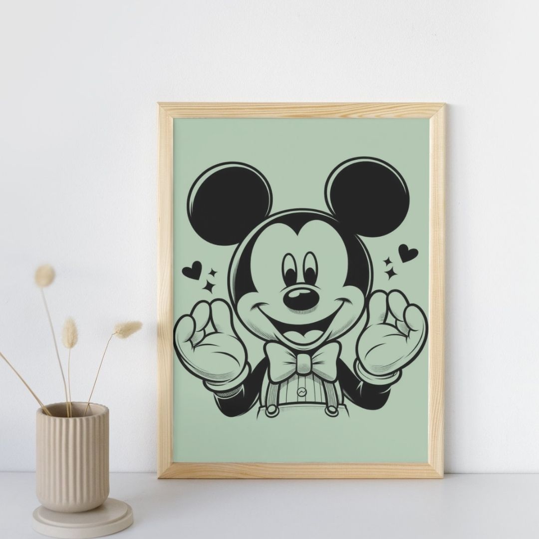 Affiche Mickey Disney pastel A3 décoration chambre enfant