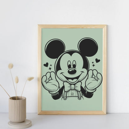Affiche Mickey Disney pastel A3 décoration chambre enfant