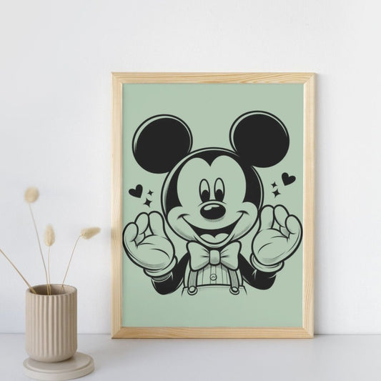 Affiche Mickey Disney pastel A3 décoration chambre enfant