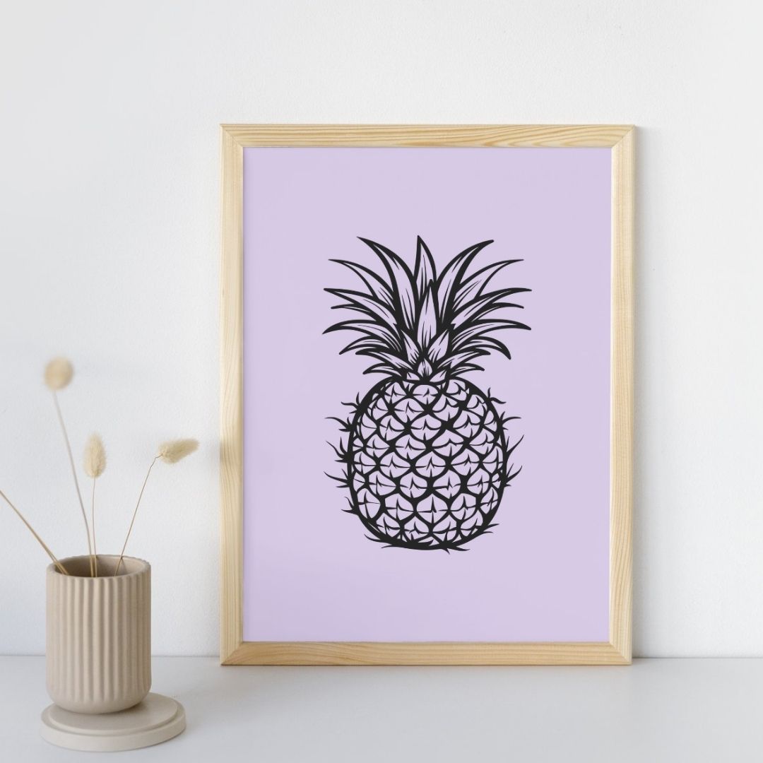 Affiche tropicale minimaliste ananas noir format A3