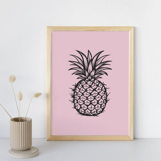 Décoration murale poster ananas fond lilas pastel moderne
