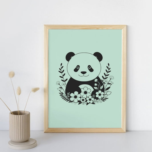 Poster mural panda adorable idée cadeau naissance A3