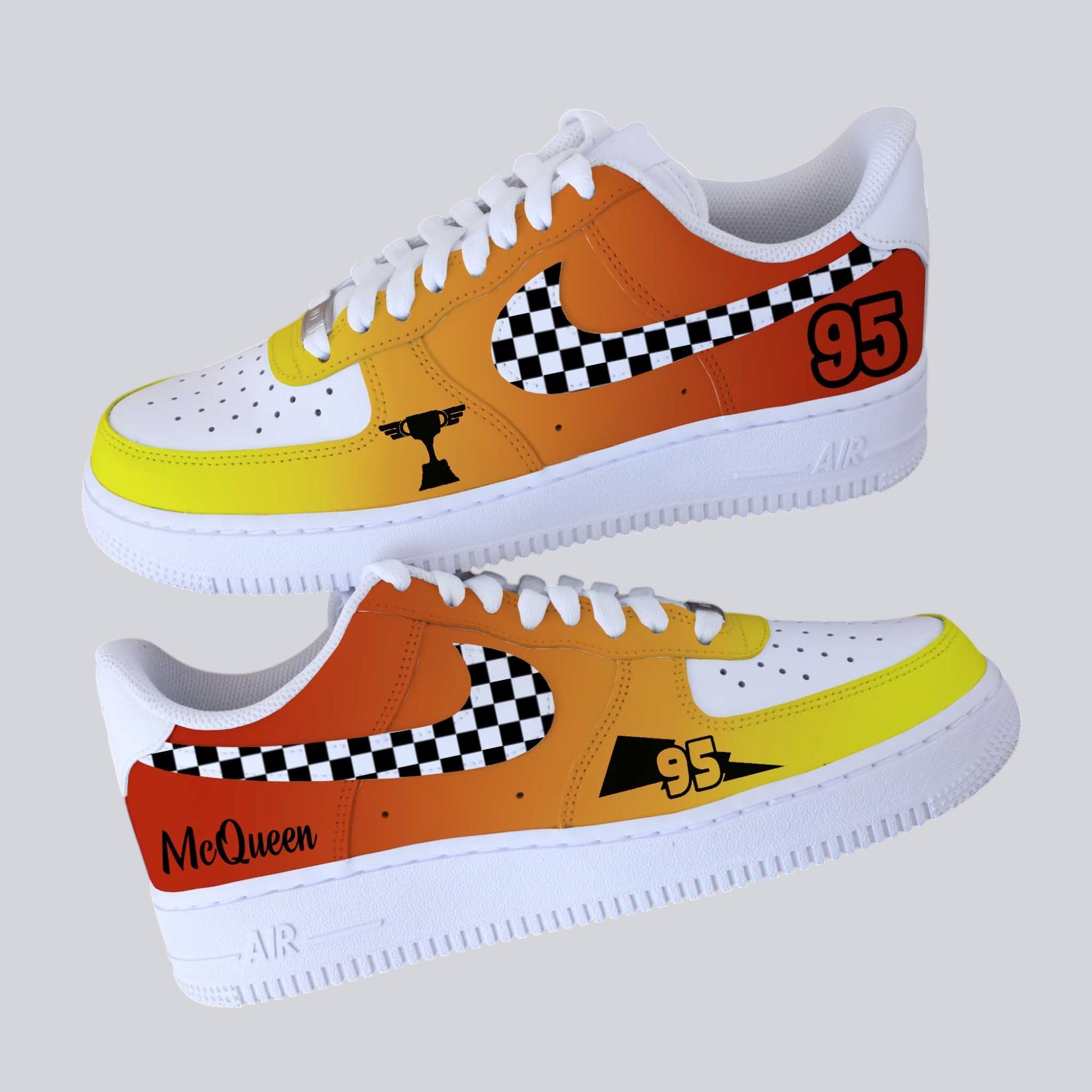 Baskets nike Air Force One Custom thème "Cars - Flash McQueen" peint à la main 