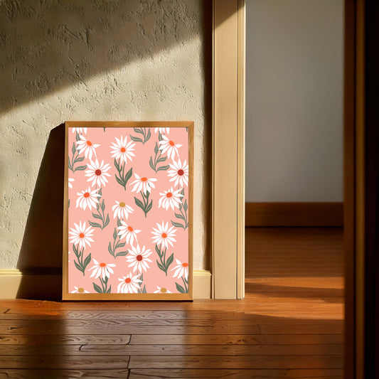 Affiche déco murale fleurs marguerites – poster floral tendance scandinave moderne
