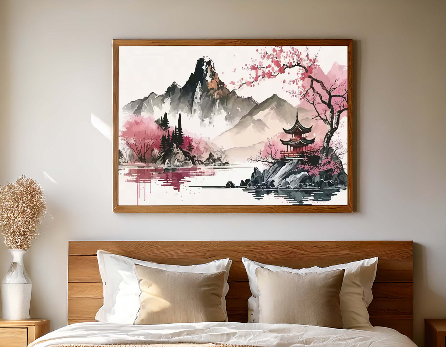 Affiche décorative Japon Mont Fuji Fleurs de Cerisiers – Poster A3 30x40cm décor zen