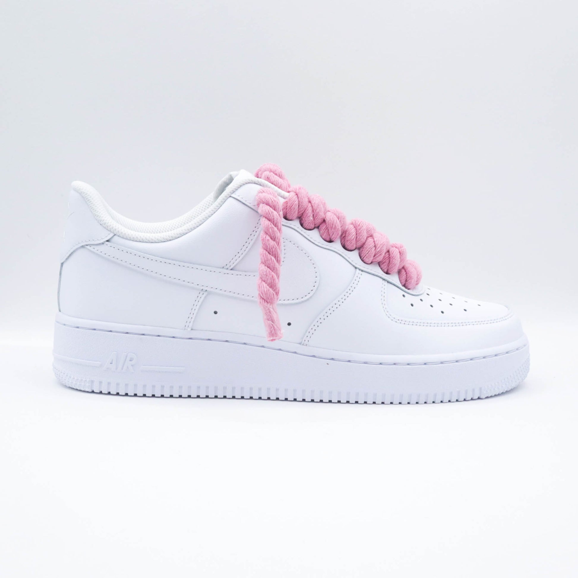 nike air force 1 custom avec gros lacets en corde rose sneakers personnalisées pour homme af1 rope laces pink