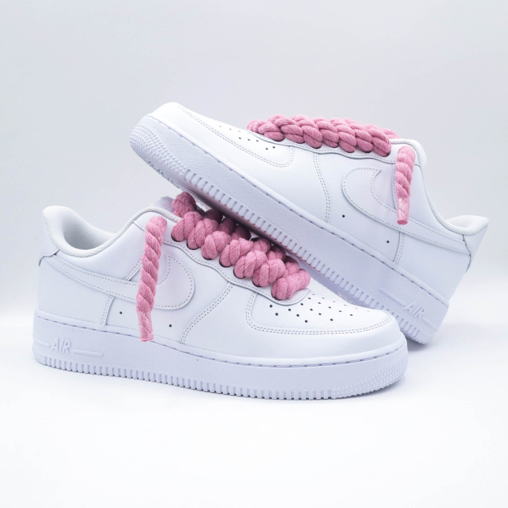 nike air force 1 custom avec gros lacets en corde rose sneakers personnalisées pour homme af1 rope laces pink