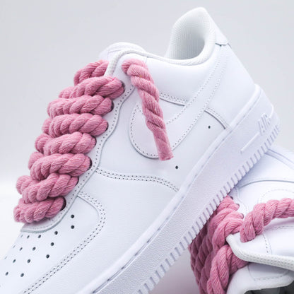 nike air force 1 custom avec gros lacets en corde rose sneakers personnalisées pour homme af1 rope laces pink