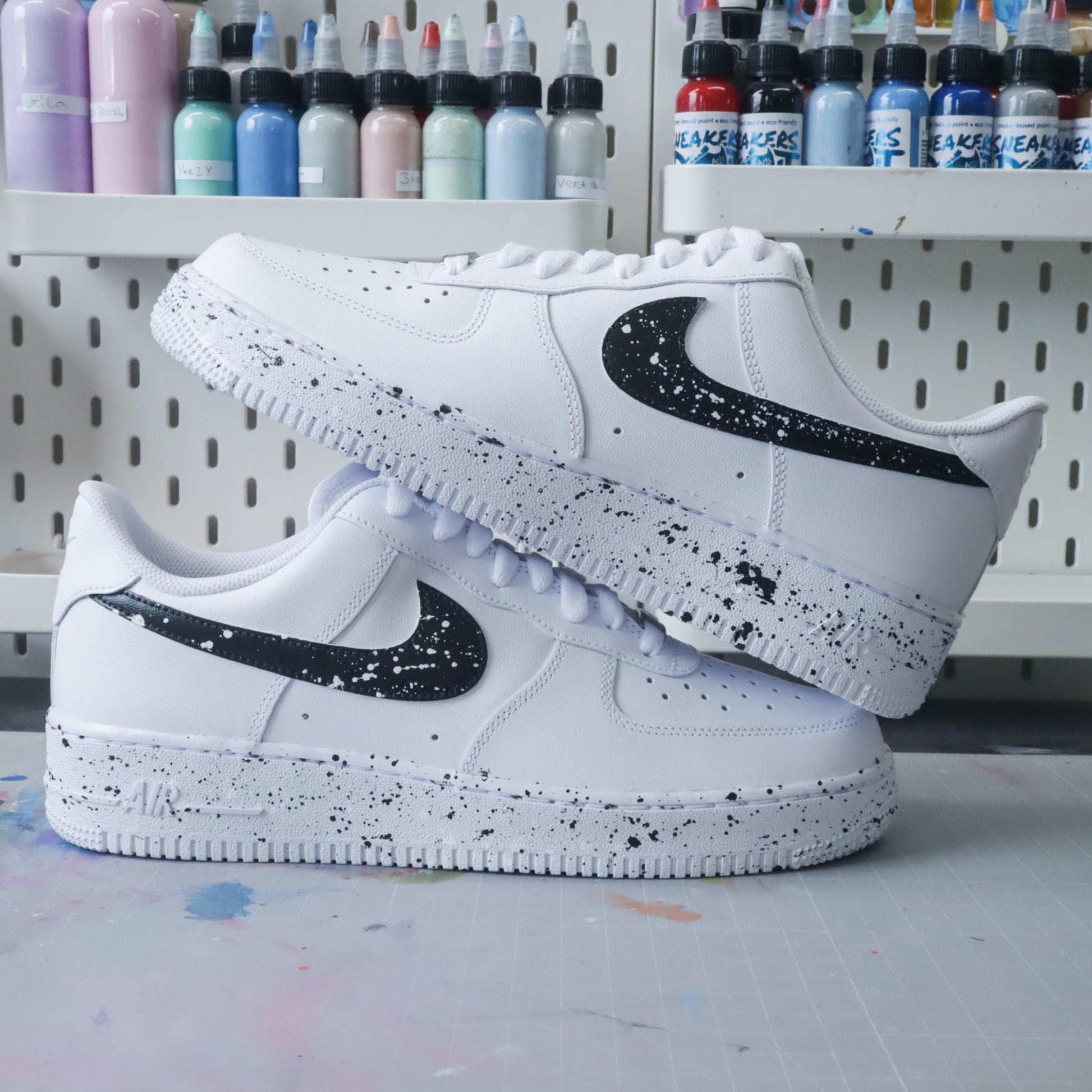 nike air force 1 custom splash oreo sneakers custom pour homme nike personnalisé tâches de peinture af1 custom