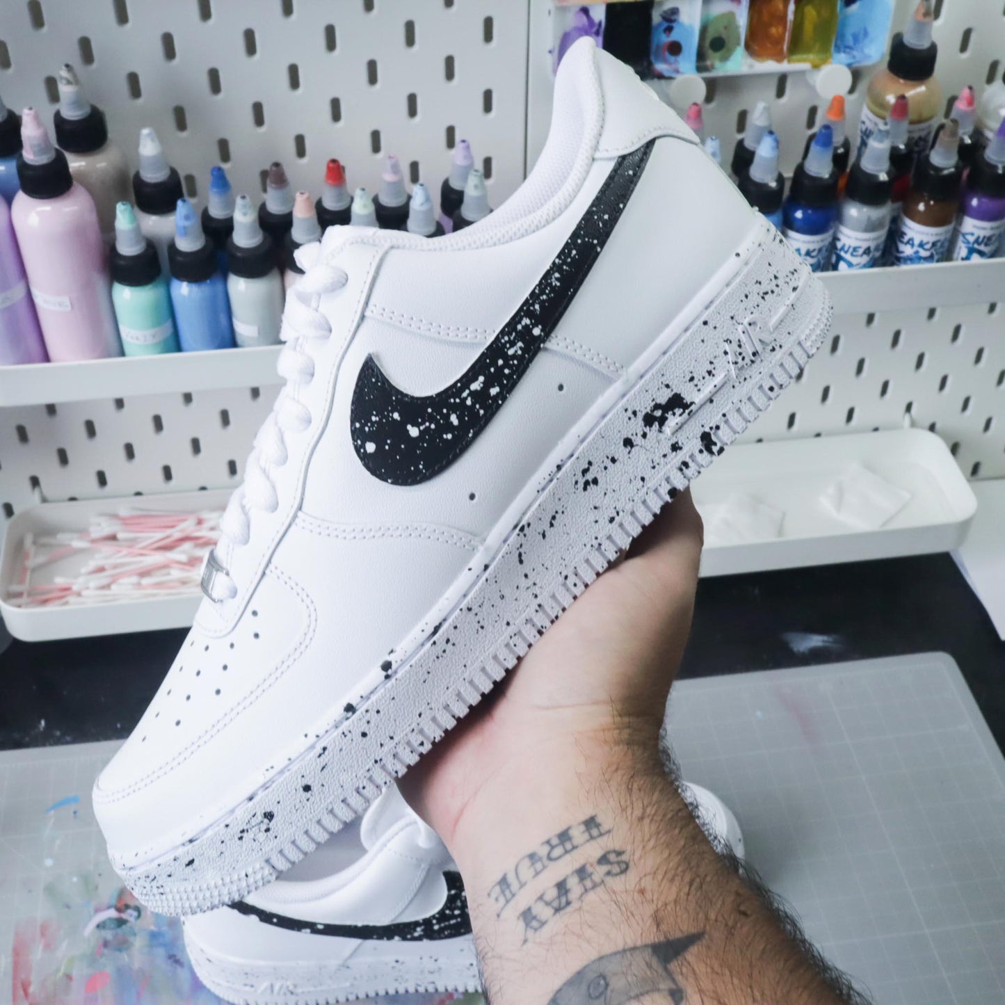 nike air force 1 custom splash oreo sneakers custom pour homme nike personnalisé tâches de peinture af1 custom