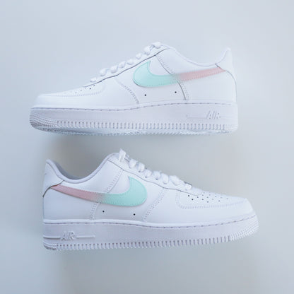 nike air force 1 vert pastel et rose baskets custom pour femme af1 personnalisable