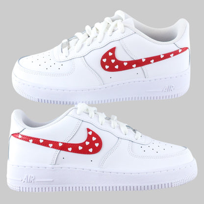 nike air force 1 custom coeurs rouge saint valentin sneakers custom pour femme nike personnalisable af1 personnalisées