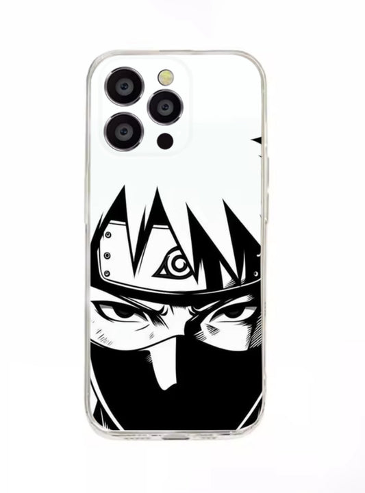 Coque iPhone 16 Naruto Kakashi Hatake noir et blanc