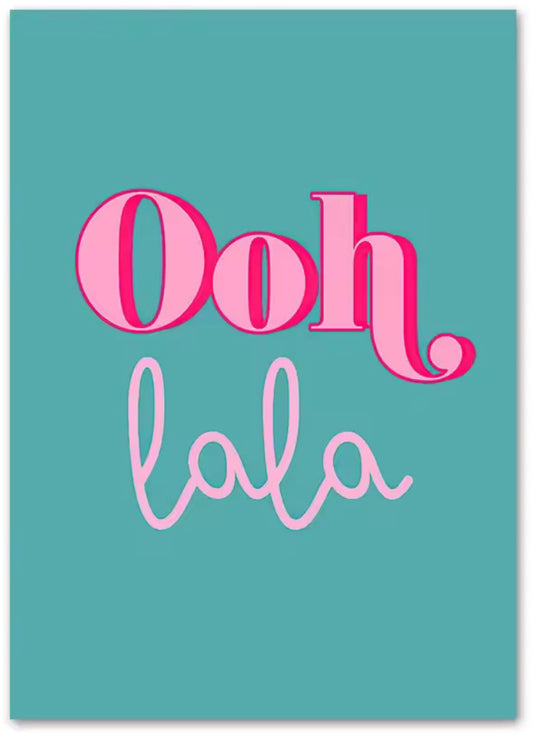 Affiche déco murale Ooh lala format A3 style rétro pop couleurs vives