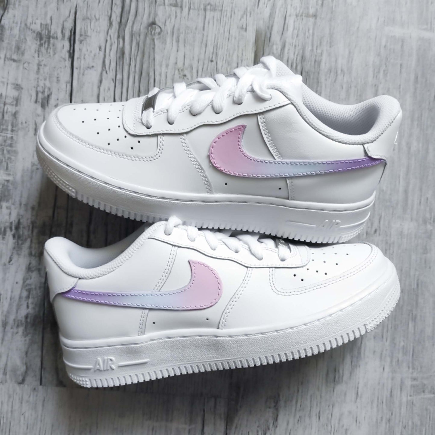 nike air force 1 custom dégradé pastel nike femme rose af1 turquoise baskets custom pour femme nike violette lila