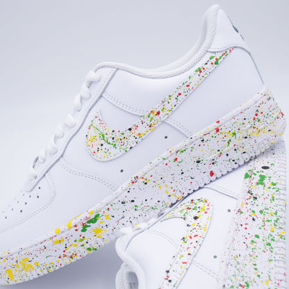 Nike Air Force 1 custom paint splash multicolore – peinte à la main avec éclaboussures colorées
