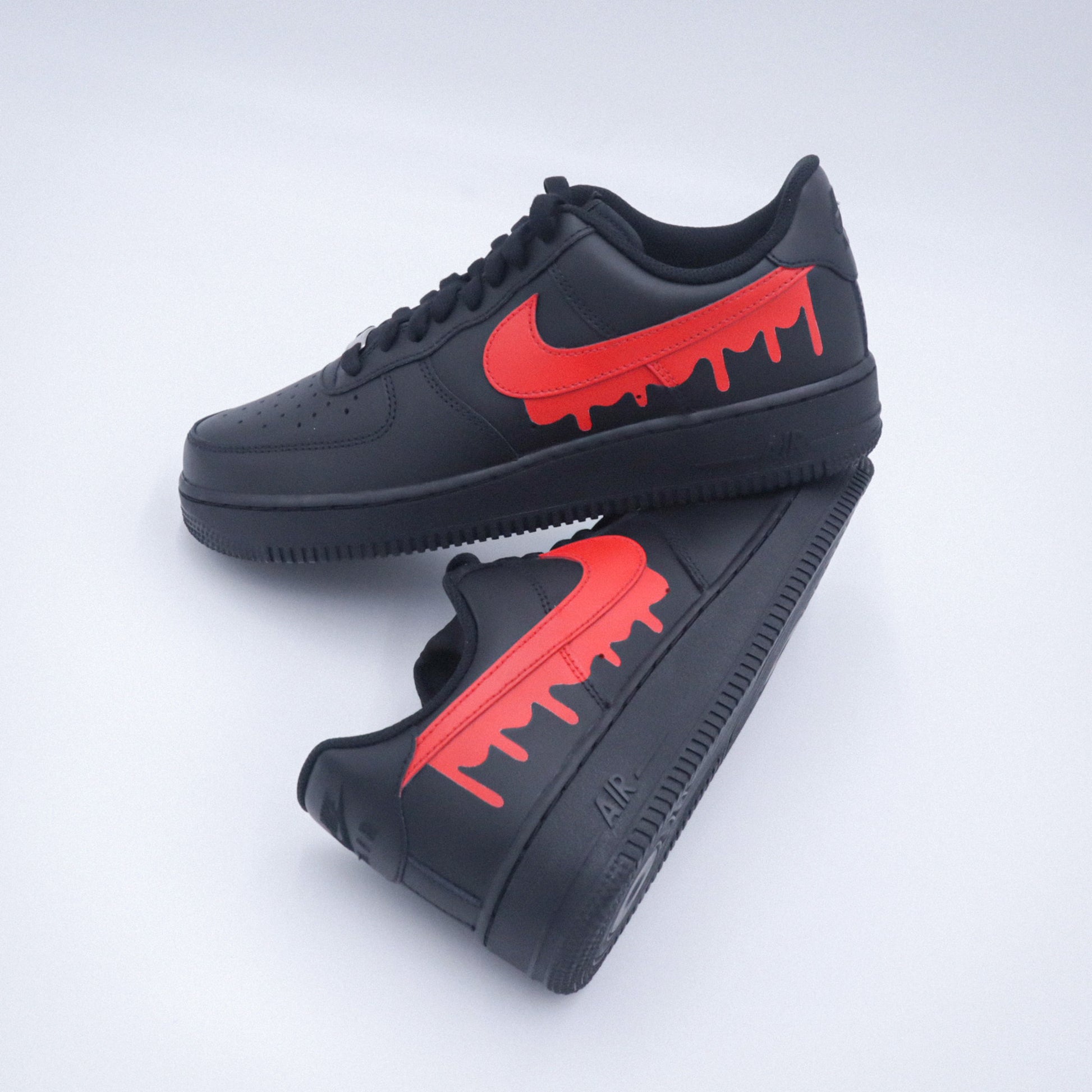 nike air force 1 drip rouge sneakers custom homme af1 personnalisable black red