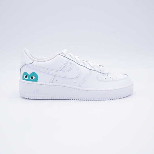 nike air force 1 custom cdg bleu turquoise sneakers custom et baskets personnalisé pour femme nike comme des garçons
