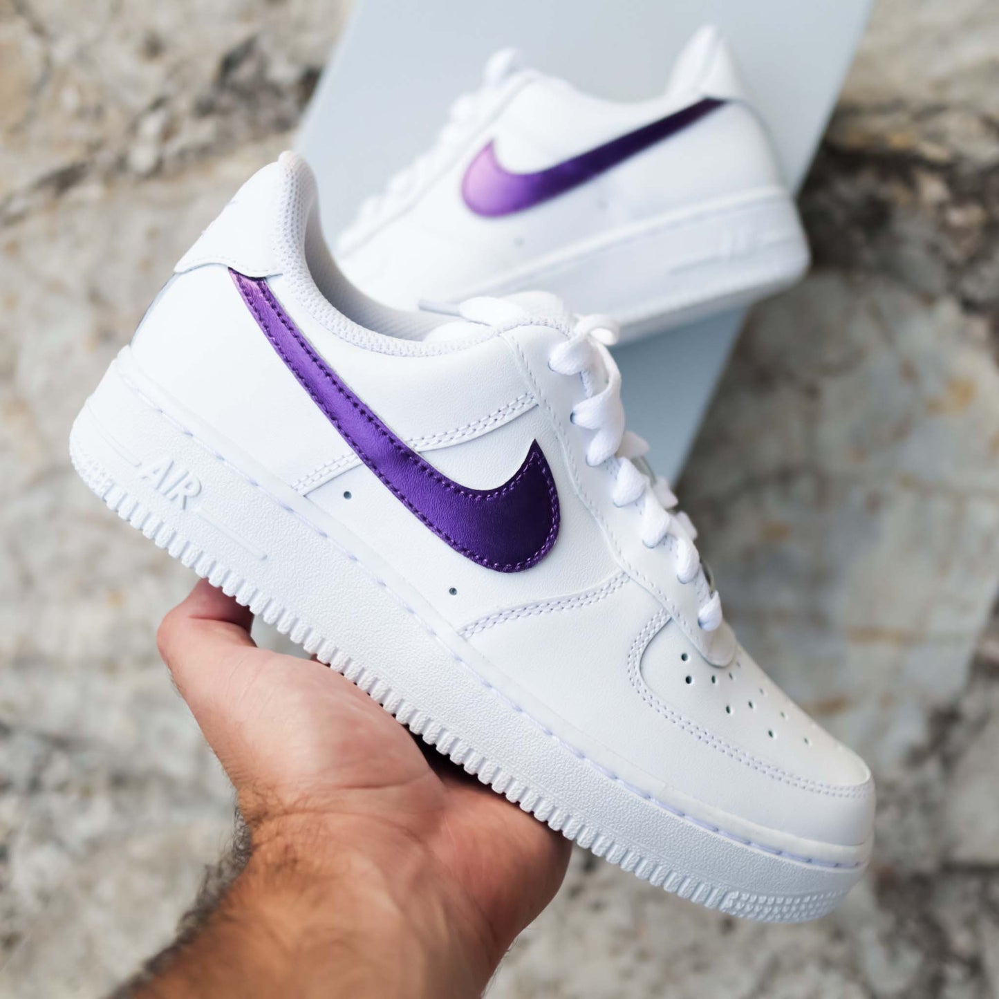 nike air force 1 violet métallisé sneakers custom homme baskets custom pour femme nike personnalisable  