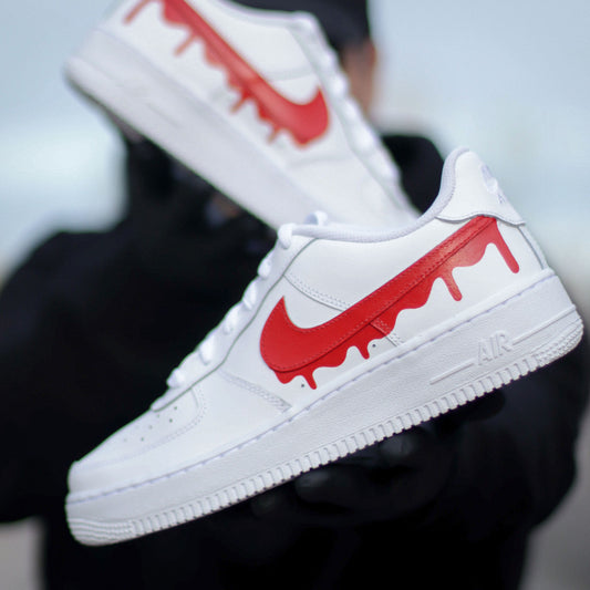 Nike Air Force 1 custom effet drip ketchup – peinture rouge dégoulinante