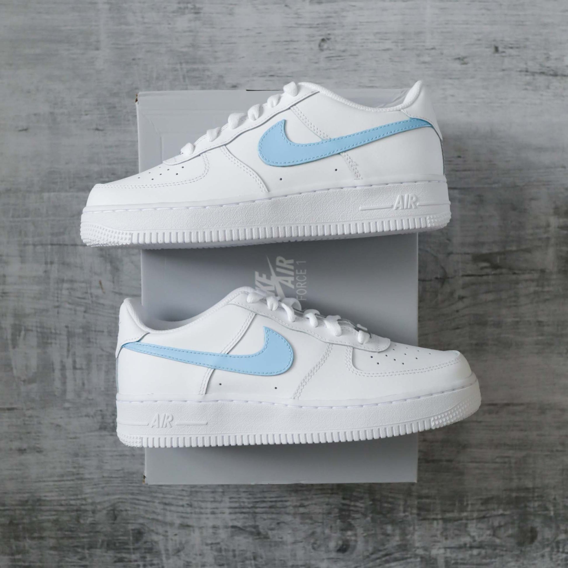 nike air force 1 custom pour femme sneakers personnalisées bleu turquoise af1 pastel enfants