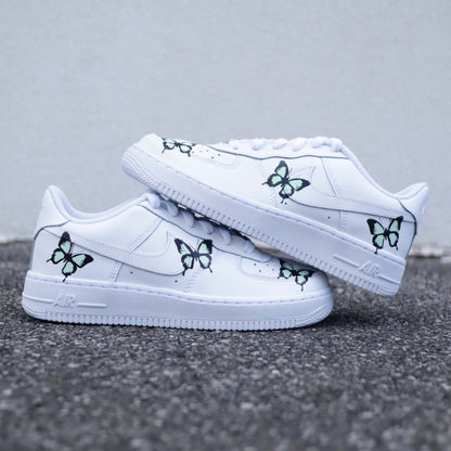 nike air force 1 custom papillons pastel sneakers custom vert pour femme baskets custom menthe af1 personnalisable dessin 