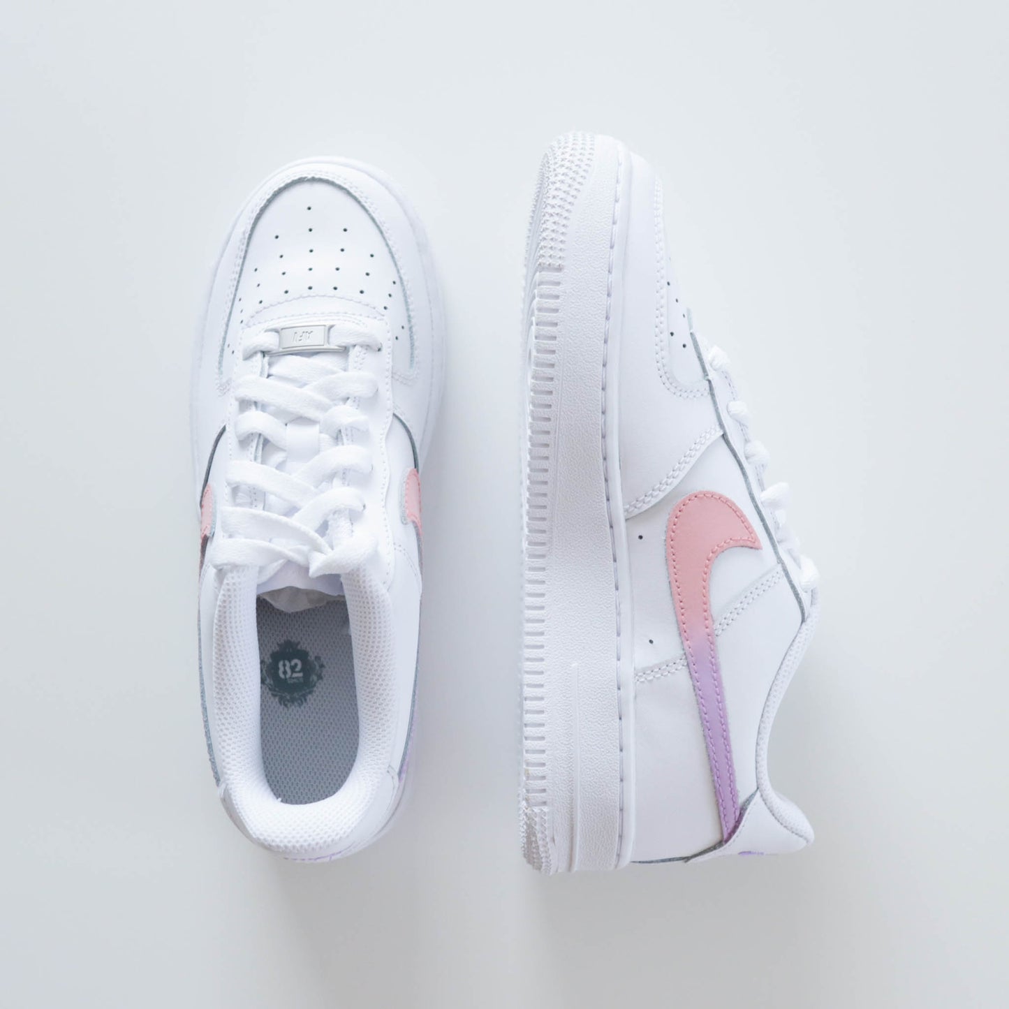 nike air force 1 rose pastel et lila baskets custom pour femme et enfants af1 personnalisable 