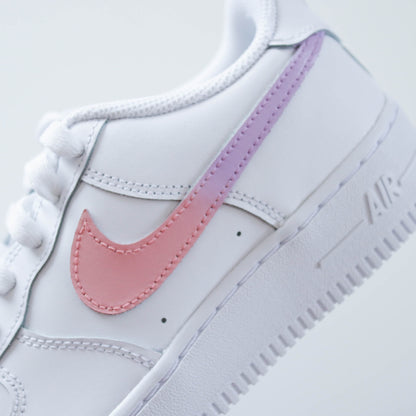 nike air force 1 rose pastel et lila baskets custom pour femme et enfants af1 personnalisable 