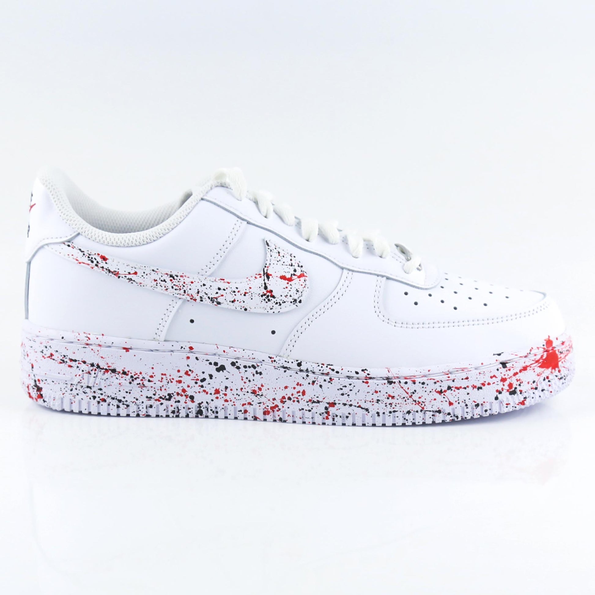 nike air force 1 splash sneakers af1 custom unisexe noir et rouge éclaboussures peinture homme