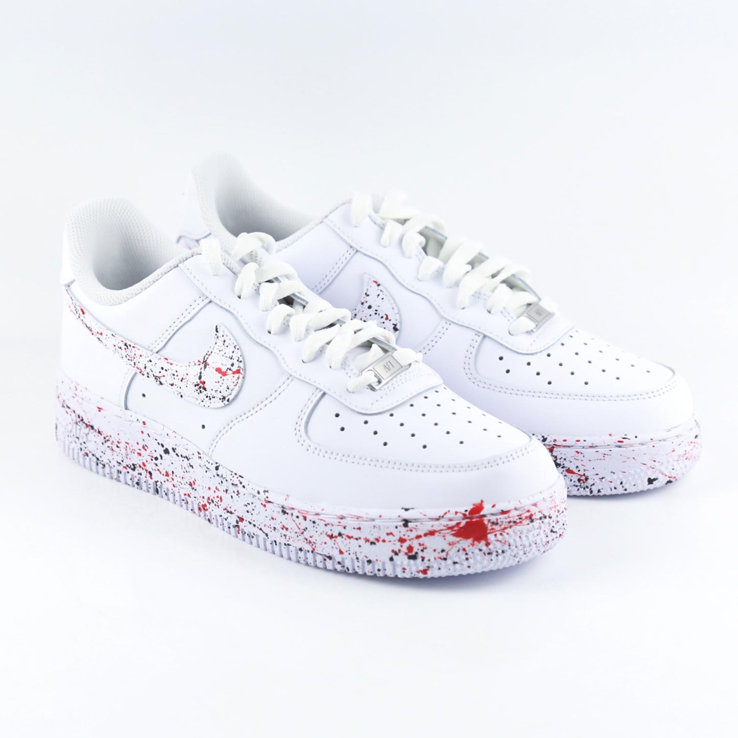 nike air force 1 splash sneakers af1 custom unisexe noir et rouge éclaboussures peinture homme